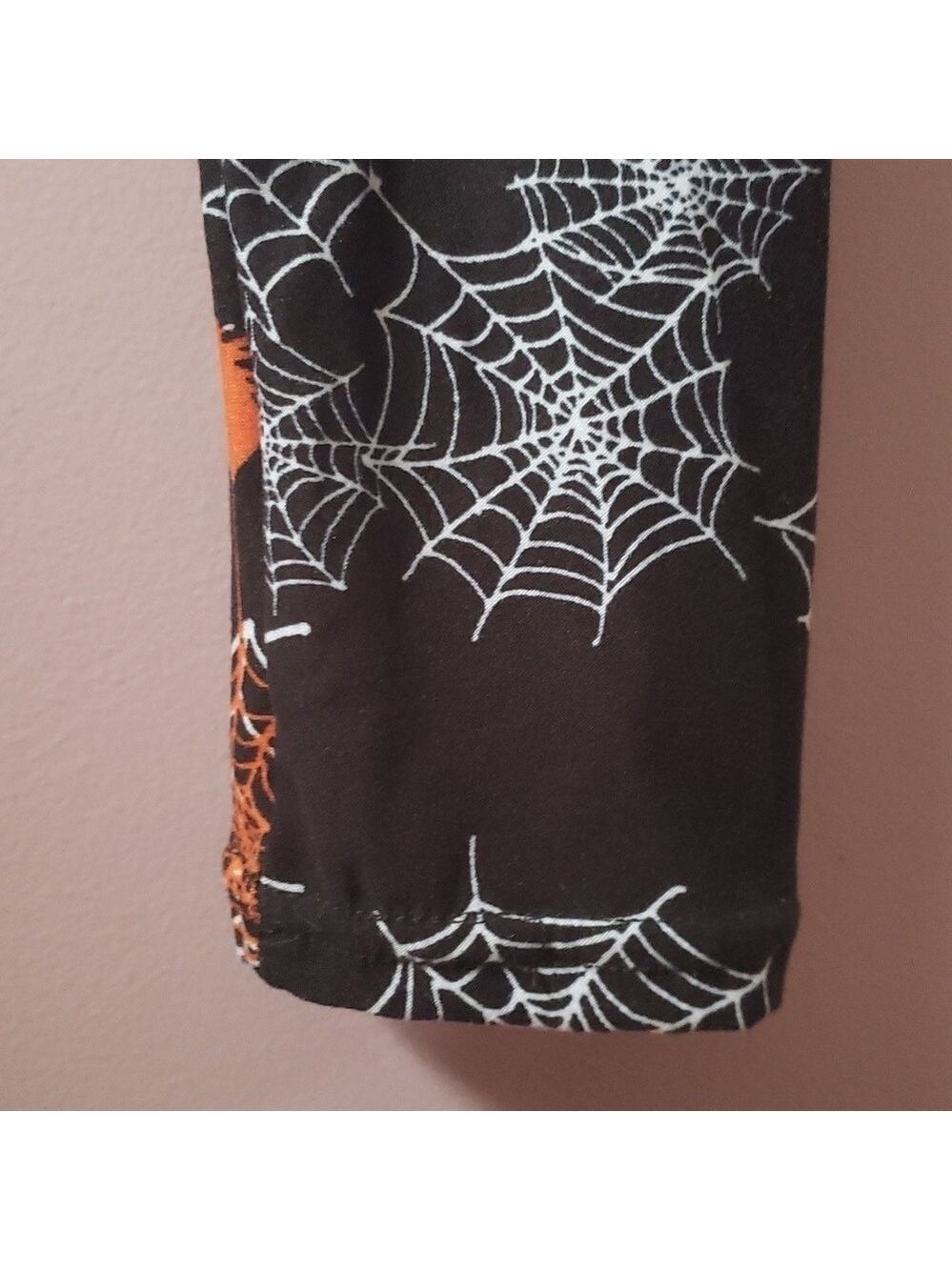 Halloween Leggings New With Tag Black Orange Spiders White Spider Webs Med 10-12 - Picture 6 of 7